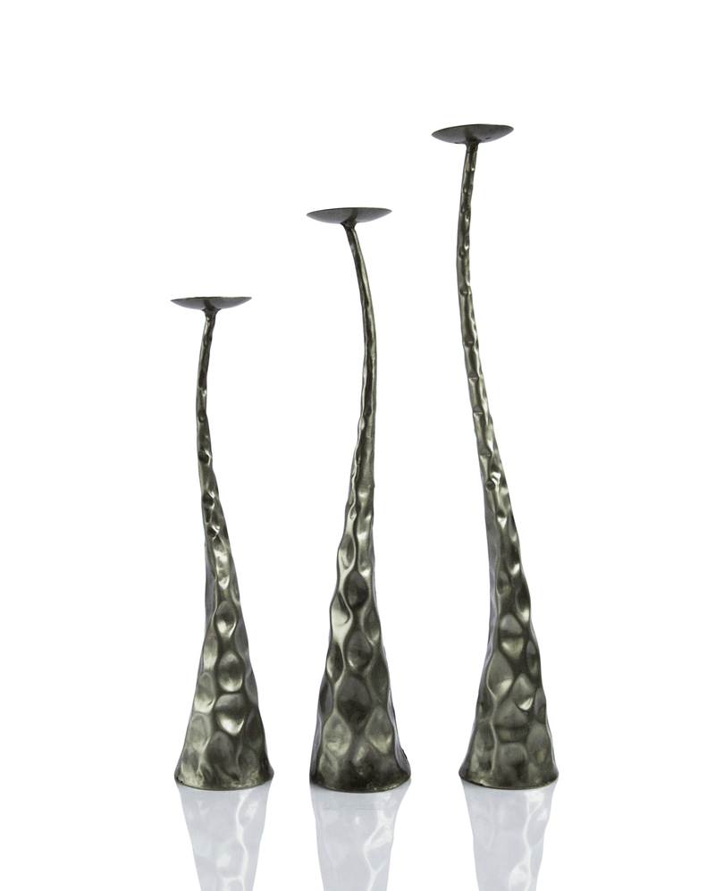 HAND HAMMERED CANDLESTICK TRIO