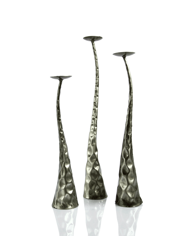 HAND HAMMERED CANDLESTICK TRIO