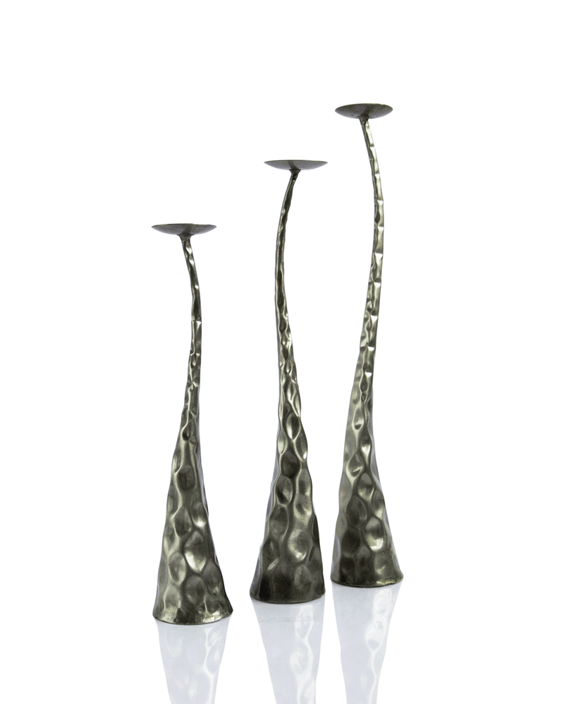 HAND HAMMERED CANDLESTICK TRIO